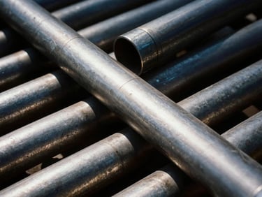 Macro photograph of complex high-precision industrial heat exchange pipes, clean metallic textures, dramatic lighting, high contrast