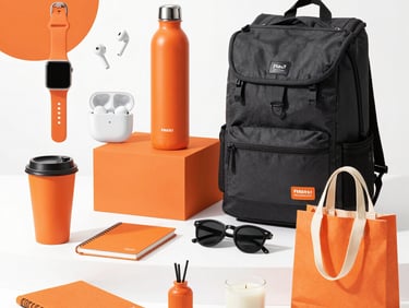 An elegant leather tech organizer pouch open on a table, revealing neatly arranged cables and accessories, sharp focus