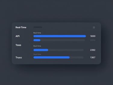Minimalist UI dashboard showing real-time API sync logs, clean data streams, deep slate gray background with electric blue highlights, macro crop