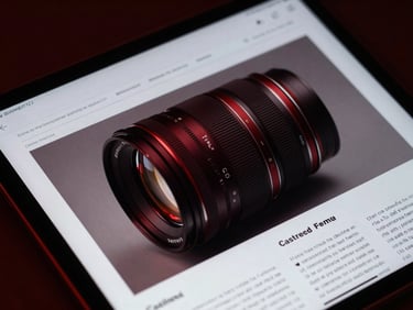 Close-up of a digital news feed on a tablet, high-contrast studio lighting, deep crimson tones, sharp 35mm lens