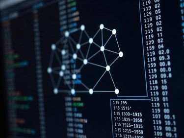 Macro shot of a high-resolution screen displaying complex node graphs and ledger transaction flows, low-key cool blue screen-glow, deep obsidian background