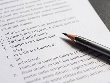 Extreme close-up of a legal document page with a numbered clause visible, a mechanical pencil resting on the margin, studio work light casting sharp shadow, no identifiable text readable, no people