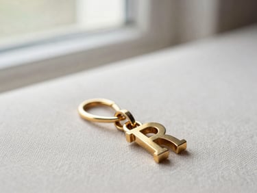 Macro shot of a pristine Hermès Rodeo charm in gold Milo lambskin resting on a neutral linen surface, soft natural window light, shallow depth of field.