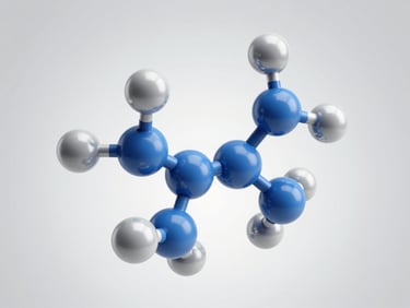 Crisp 3D molecular structure model of Acetyl Hexapeptide-8, cool blue and silver tones, sterile high-key lighting, sharp focus, 8k resolution