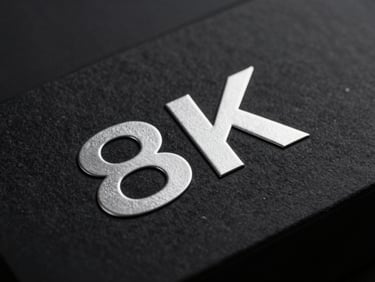 Close-up of premium physical brand packaging, matte black cardstock with embossed metallic silver typography, dramatic shadows, 8k