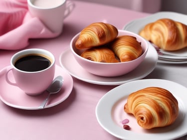 Cozy bakery interior with fresh bread and pastries displayed on wooden shelves.