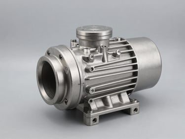 Stainless steel industrial effluent pump, robust design, technical studio shot, high-contrast 50mm