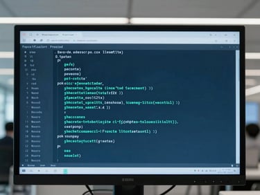 Close-up of a modern terminal displaying clean running code with subtle teal highlights, minimal composition, crisp corporate photography.