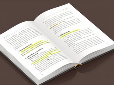 Isometric vector illustration of a structured textbook page with highlighted definitions and clean margins.