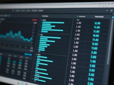 Macro close-up of a dark, high-fidelity enterprise software dashboard displaying real-time system performance metrics, cool cyan data-lines, low-key lighting, screen-glow highlights.