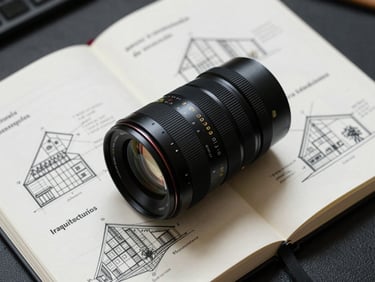 Primer plano de una libreta técnica con bocetos detallados de arquitectura de información y jerarquía de componentes.