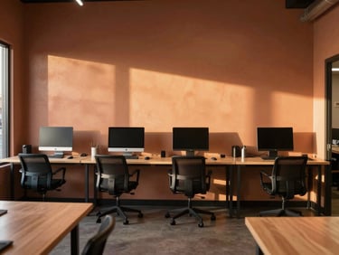 Clean interior view of a commercial space in Cottonwood, immaculate drywall finish, organized workspace with natural light.