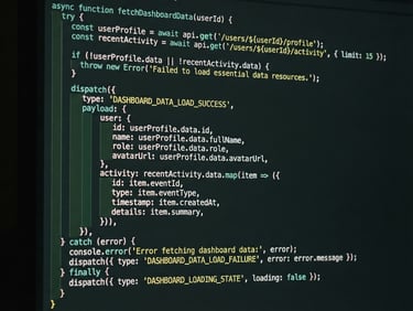 macro shot of a clean code editor with well-structured syntax on a dark monitor, dim ambient studio lighting, sharp focus, deep slate and forest green accents, 35mm