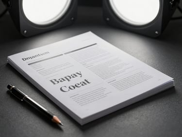 Close-up medium shot of a brand guidelines document open to a typography spread, lying flat on a matte charcoal surface, even studio light from overhead, a mechanical pencil resting diagonally across the lower corner
