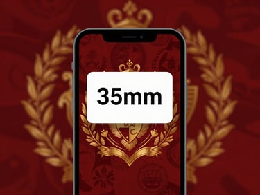 Modern smartphone screen displaying a coupon code with subtle heraldic background, studio lighting, rich crimson and gold tones, sharp product focus, 35mm