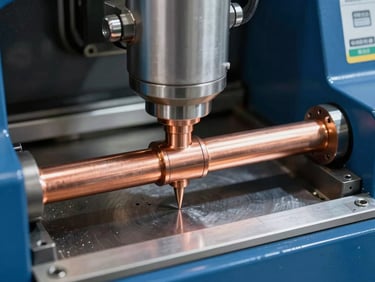 Compact single-station copper busbar processing machine, sharp focus, metallic steel tones, 50mm