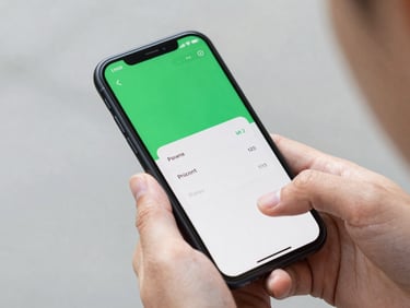 Vibrant close-up of hands holding a smartphone displaying a clean green digital ticket, bright daylight, modern mobile-first perspective, 35mm