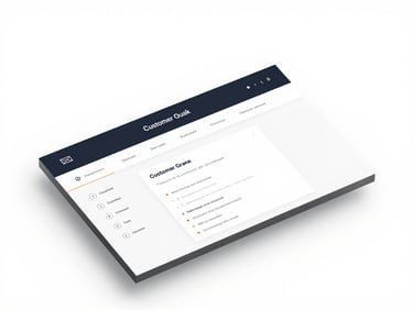 High-fidelity customer portal mockup for a premium real estate brand, isometric view, bright clean studio lighting