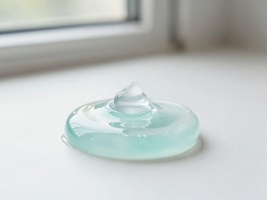 Macro shot of clean, translucent skincare gel on a pristine white surface, soft natural daylight, shallow depth of field, 35mm