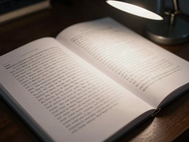 Close-up of script pages spread on a dark desk, handwritten margin notes in sharp detail, single directional desk lamp casting deep shadows, no people, cinematic high-contrast still