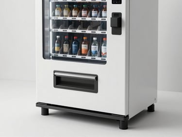 Kit de nettoyage officiel pour vending machine disposé sur une surface blanche épurée, design minimaliste et propre.