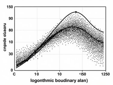 Clean data visualization plot showing wind velocity profiles against height, with empirical data points fitted to a logarithmic boundary layer curve.
