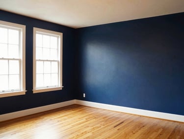 Interior shot of a clean, empty room in a Philadelphia home, showing good natural light, sharp focus, 35mm lens.