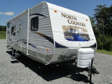 Travel trailer used for temporary RV housing after home damage