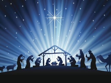 Nativity scene at night
