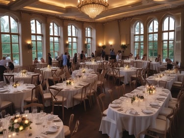 A serene outdoor wedding ceremony with a singer performing beautifully.