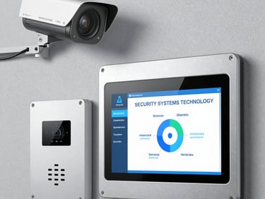 Wide-angle view of a commercial IP camera mounted at ceiling height inside a warehouse, conduit run visible behind it, available daylight from skylights, no people in frame