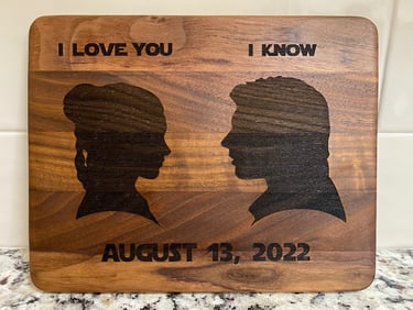 Hahn and Leia walnut board