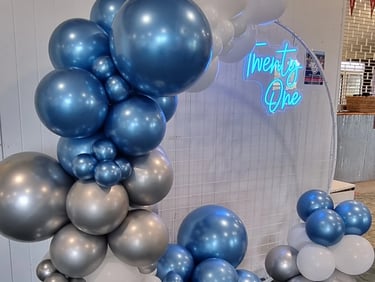 Circle backdrop hired for Darcy's 21st birthday in Victoria Point, Redlands.