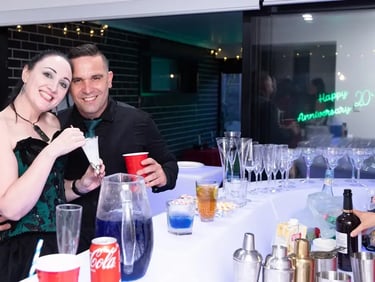 Glow Bar setup for a Wedding Anniversary in Sheldon, Redlands - party hire by SweetAz Co.