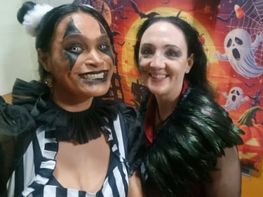 Sweetaz Crew having a ghoul of a time at a Halloween Social in Crestmead, Logan - party hire by SweetAz Co.