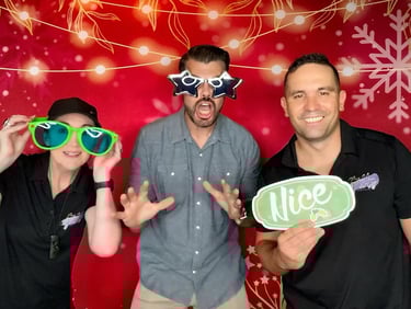 SweetAz Co. with Brendan in the Aldi xmas photo booth for his area staff at Eat Streets.