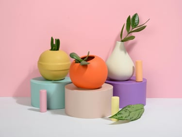 deco objects arranged on a floor, with a lilac tone - space organization in NJ