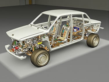 Thousands of screws and fasteners used in cars, airplanes, and skyscrapers for structural integrity