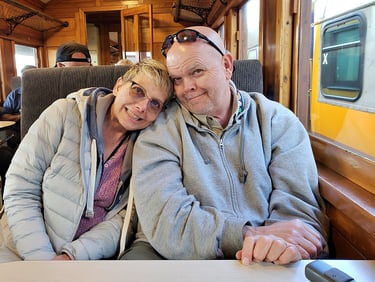 Lady and The Pirate take the train out of Dunedin, New Zealand