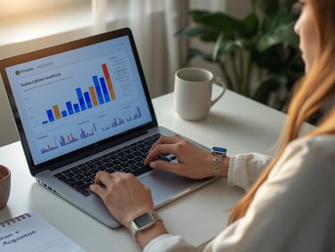 Subscription business metrics dashboard on laptop screen