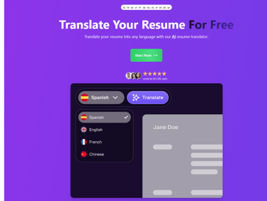 Image with the text Translate your resume for free with different languages