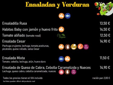 ensaladas y verduras