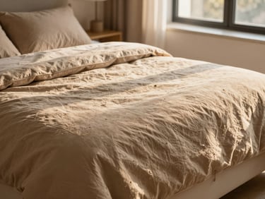 Güneş ışığı alan bir oturma odasında, bej bir kanepenin yanında duran, dokulu, büyük boy el yapımı hasır sepet, içinde yumuşak bir battaniye, modern minimalist iç mekan.