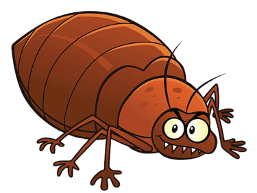 an evil looking animated bed bug