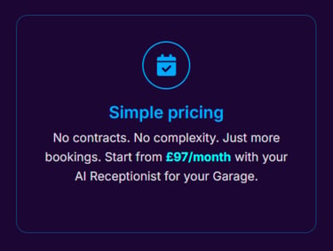 No contracts. No complexity. Just more bookings. Start from Β£97/month with your AI Receptionist