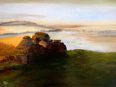 Misty sunrise Bellever Tor Dartmoor Devon
