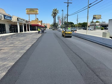 New overlay on asphalt road