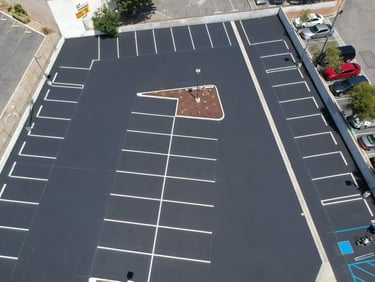 Newly striped parking lot
