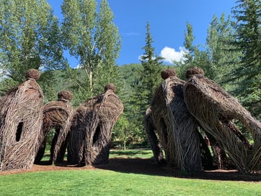 Hodgepodge by Patrick Dougherty. Betty Ford Alpine Gardens, Vail, Colorado. 2019