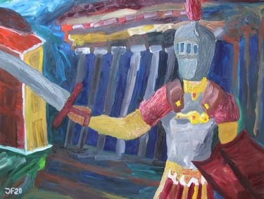 a painting depicting a soldier of the Roman Empire